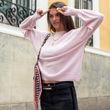 Ballet pink knit cashmere sweater.