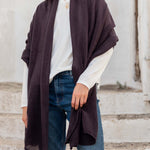 close up of woman wearing golightly scarf in black