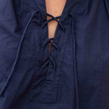Navy blue shirt with lace-up front detail