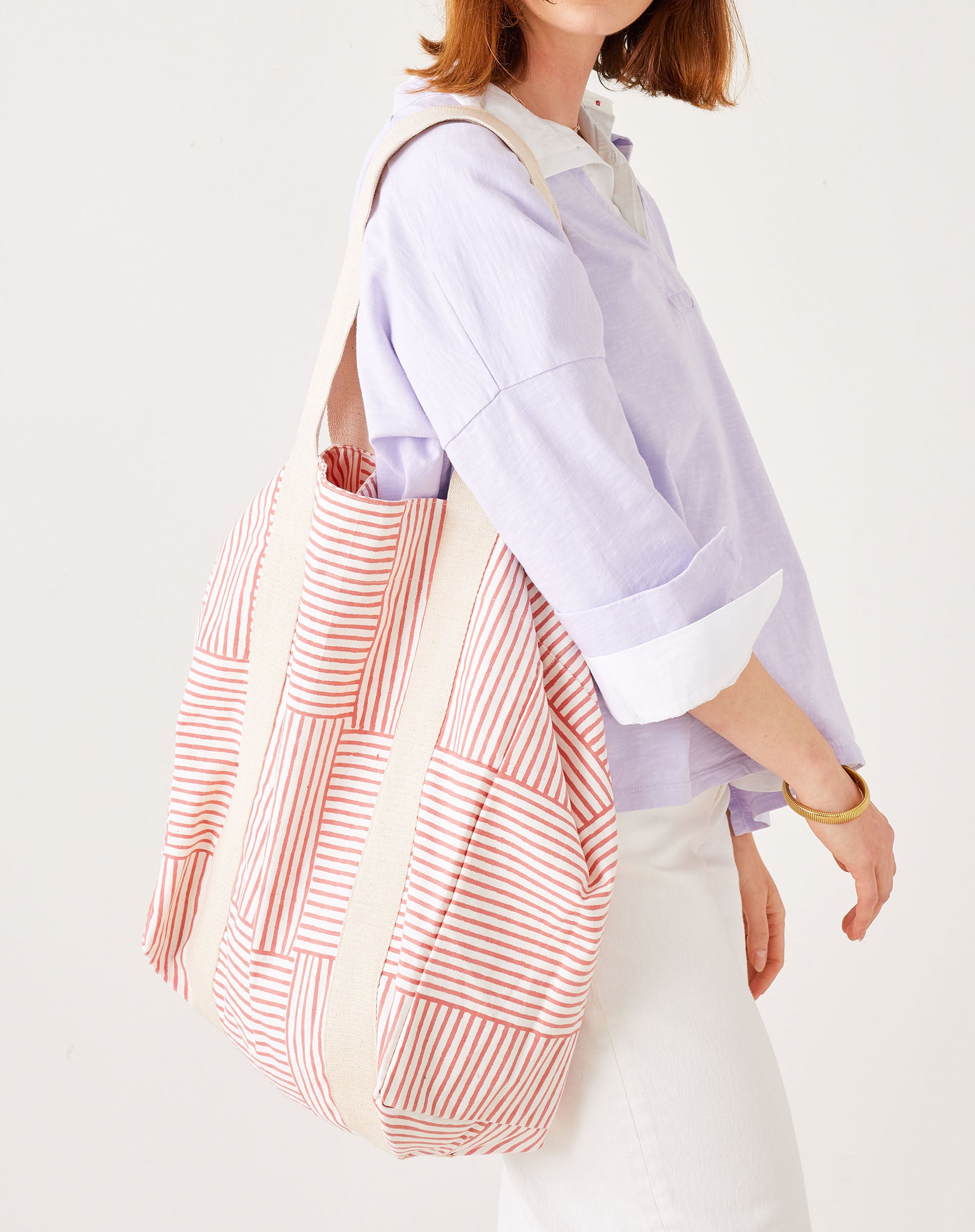 Reversible Striped Beach Bag