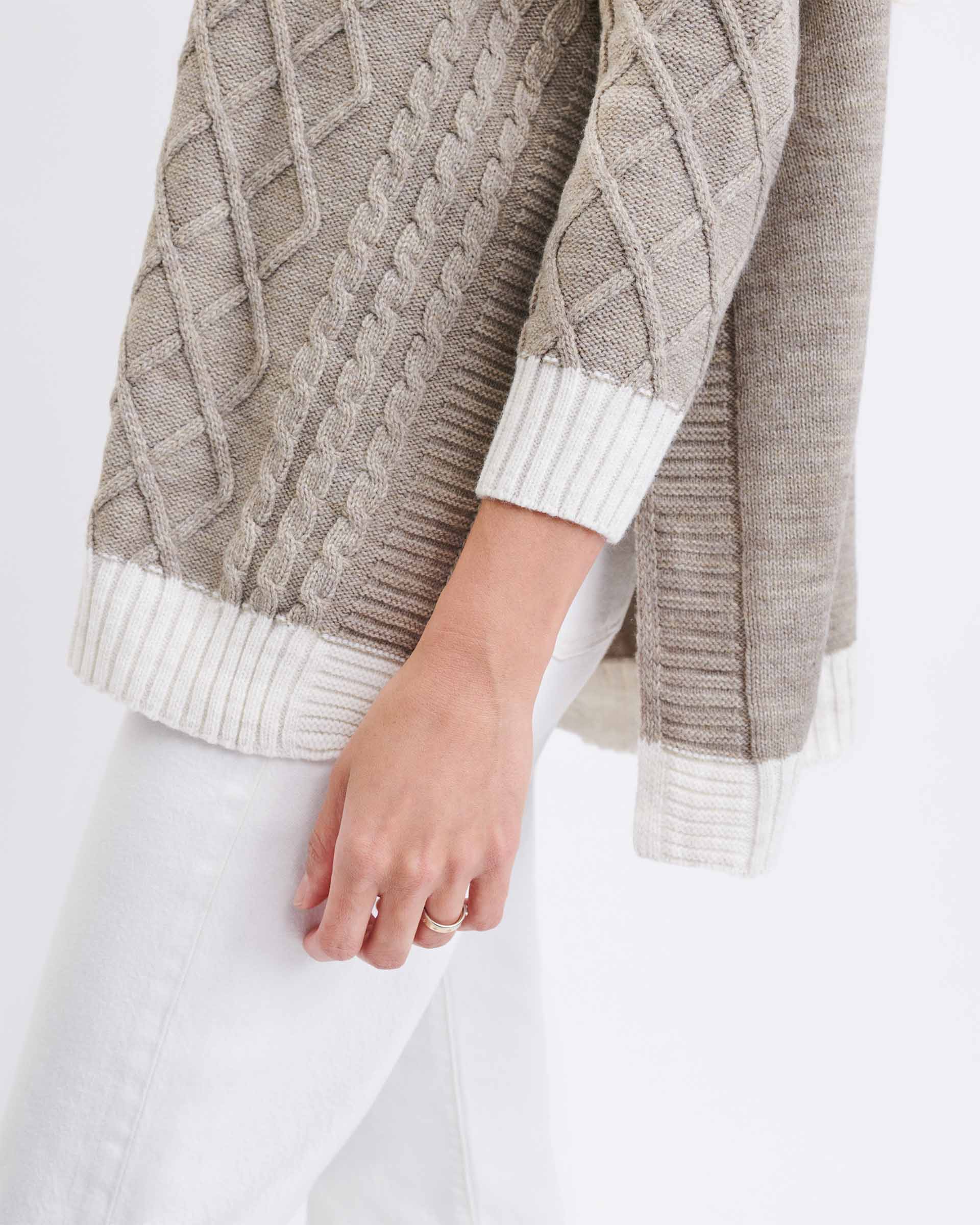 Women's Neutral Cable Knit Sweater