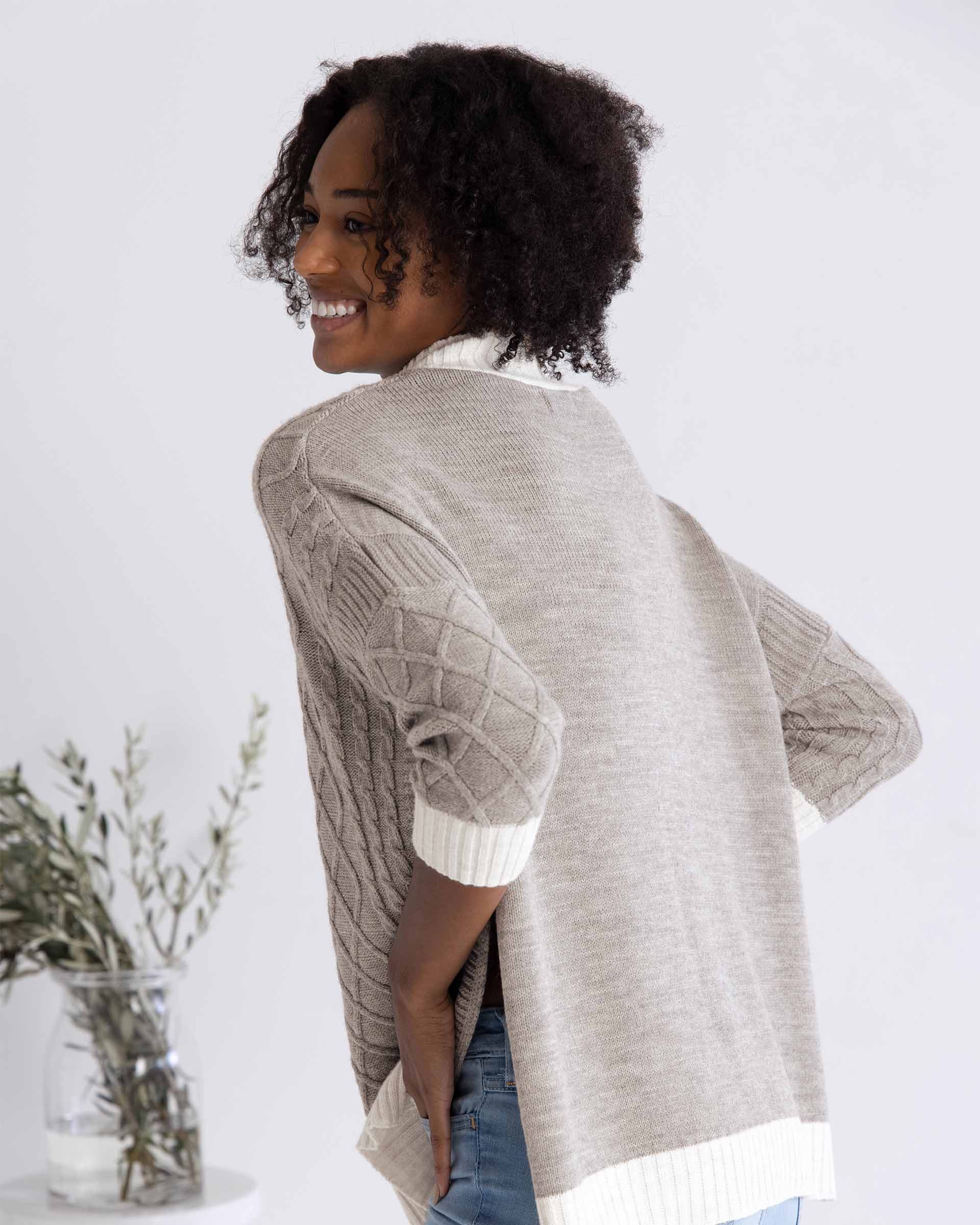 Women's Neutral Cable Knit Sweater