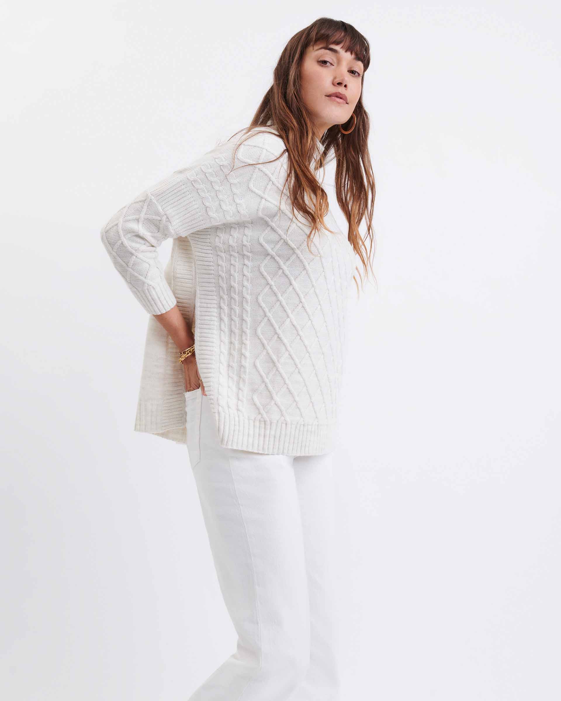 Women's Off White Cable Knit Sweater