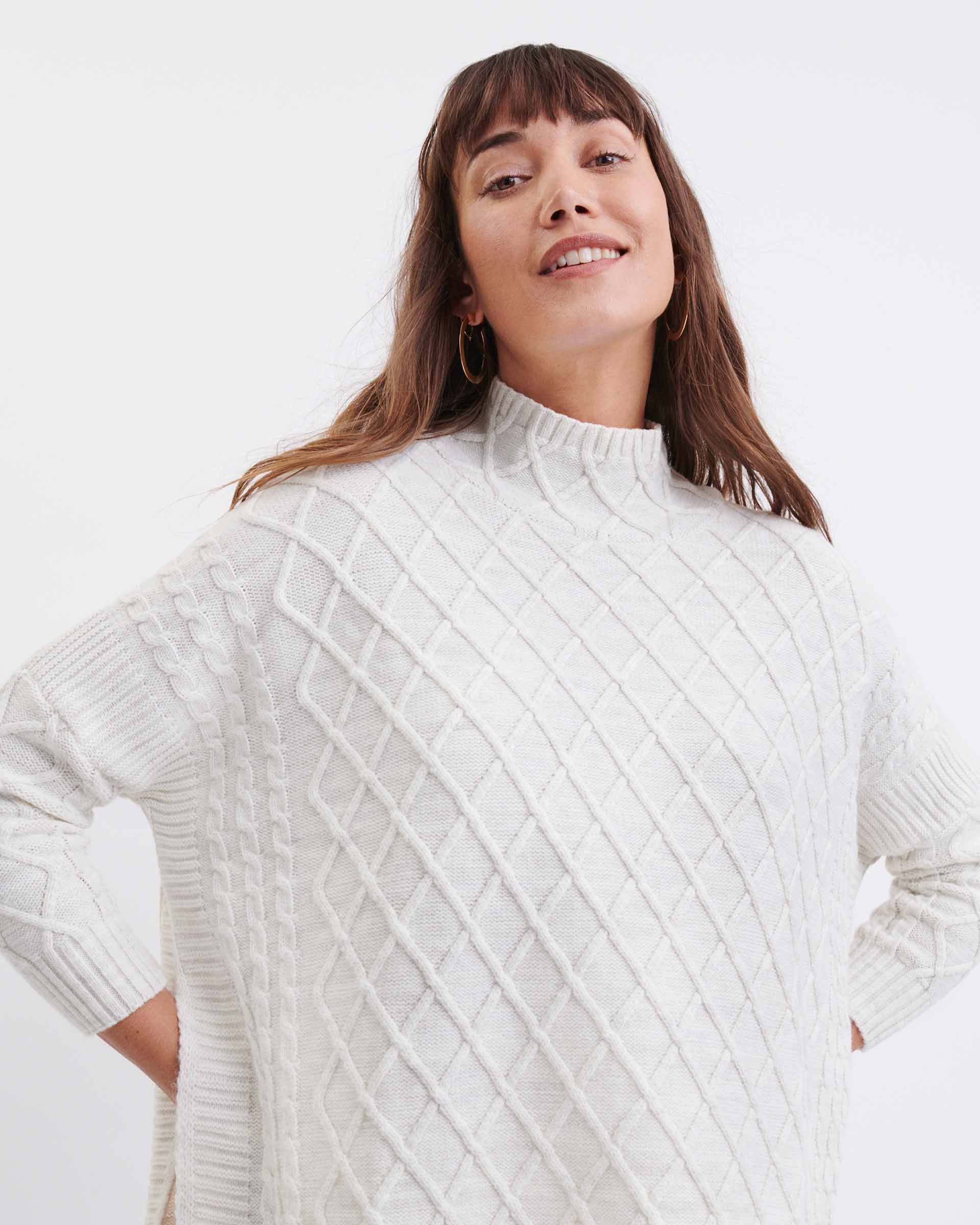 Women's Off White Cable Knit Sweater