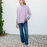 Women's Light Pink Cable Knit Sweater