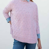 Women's Light Pink Cable Knit Sweater