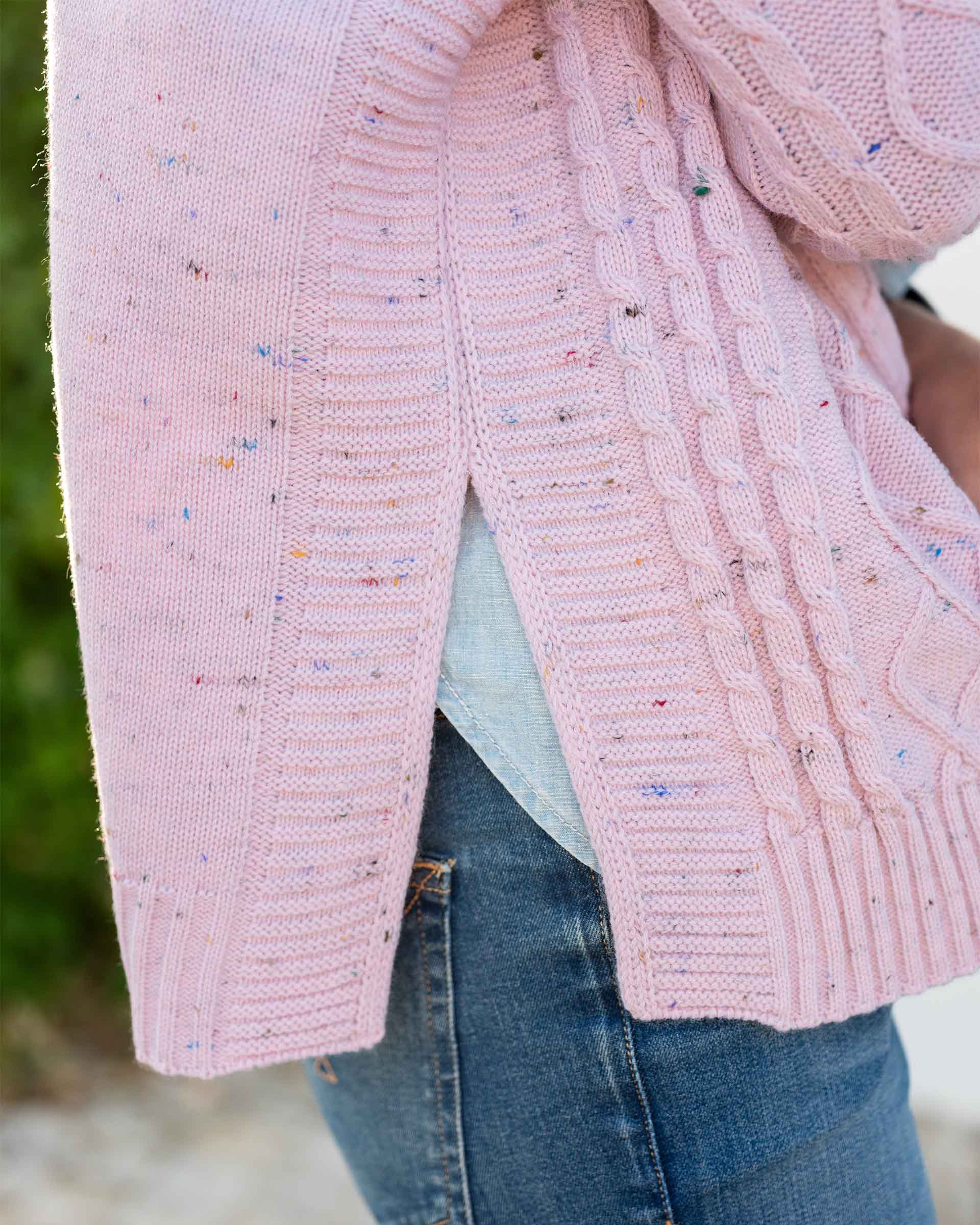 Women's Light Pink Cable Knit Sweater