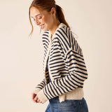 Navy and cream sailor stripe knit cardigan