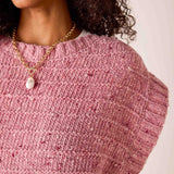 Rose pink ribbed knit sweater vest
