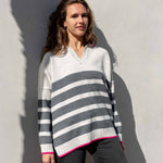 Women's Fall Oversized Polo Sweater with Side Slits