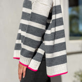 Women's Fall Oversized Polo Sweater with Side Slits