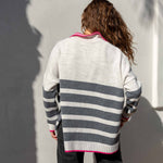 Women's Fall Oversized Polo Sweater with Side Slits