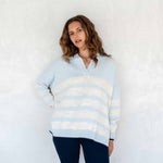 Women's Fall Oversized Polo Sweater with Side Slits