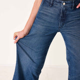 Women's Wide Leg Dark Wash Trousers