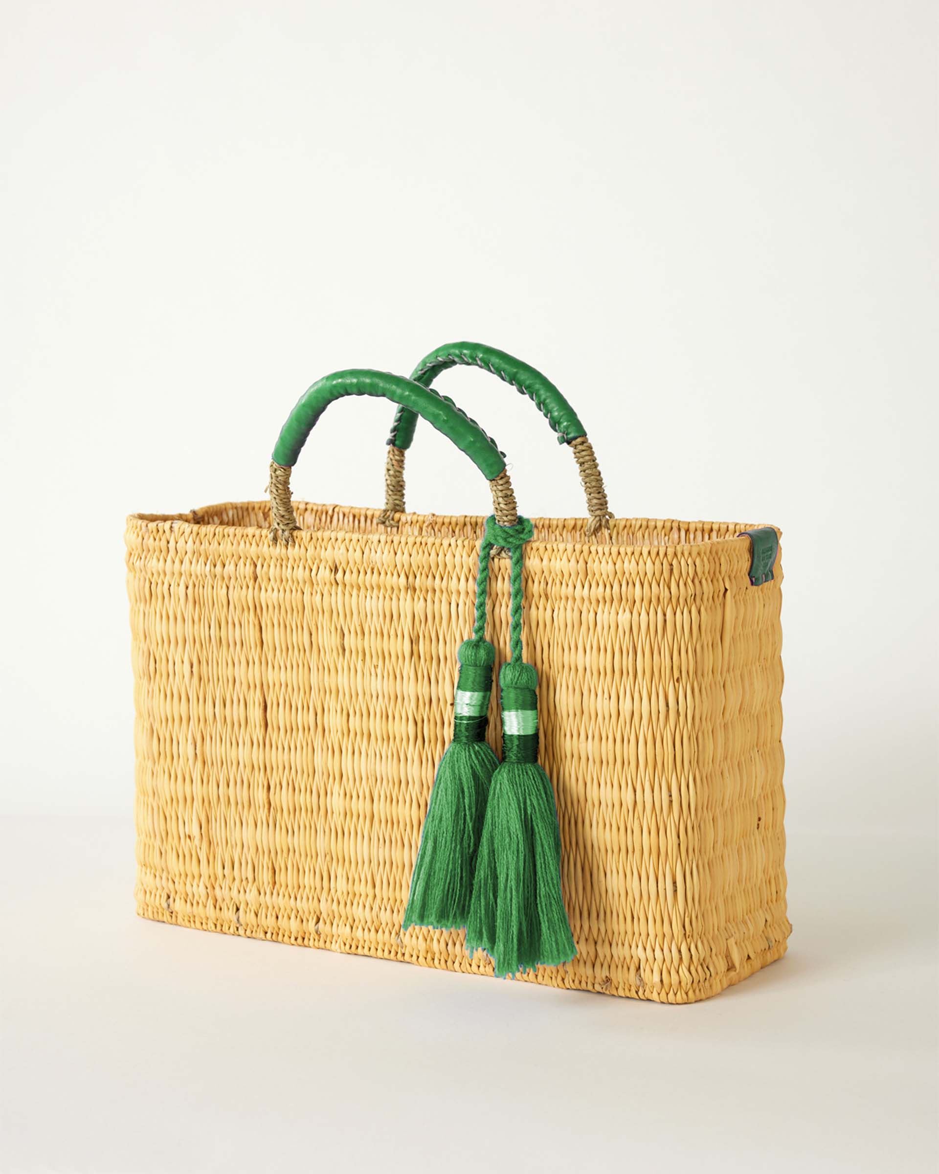 medina basket with green tassel