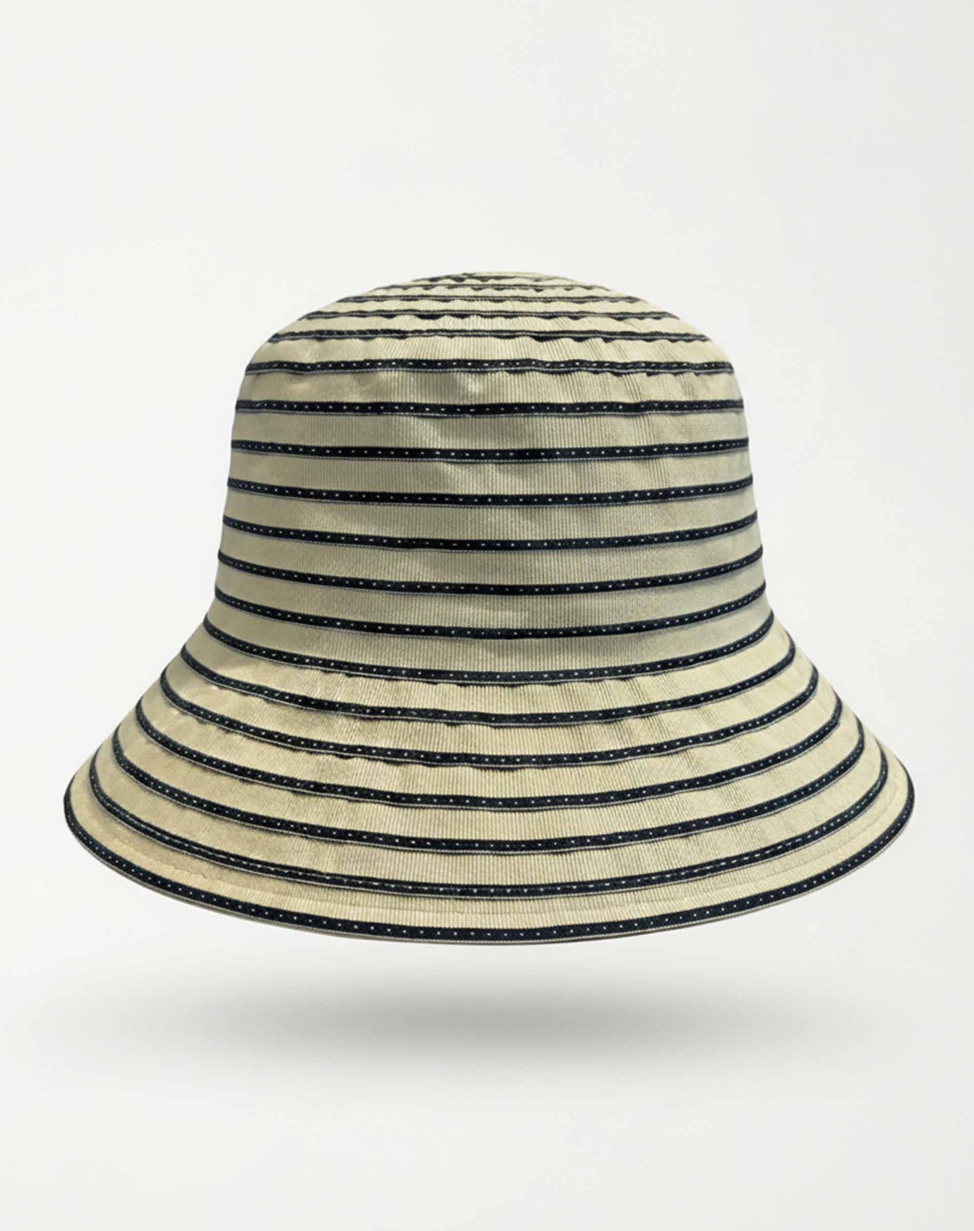 Striped bucket hat on a white background