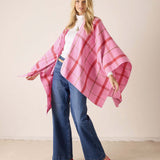 Ladies' travel-ready peppermint plaid oversized wrap with a soft draped finish