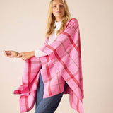 Peppermint plaid oversized wrap in soft pink and red tones featuring a large check pattern.
