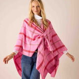 Peppermint plaid oversized wrap in a soft knit fabric with a front knot detail.