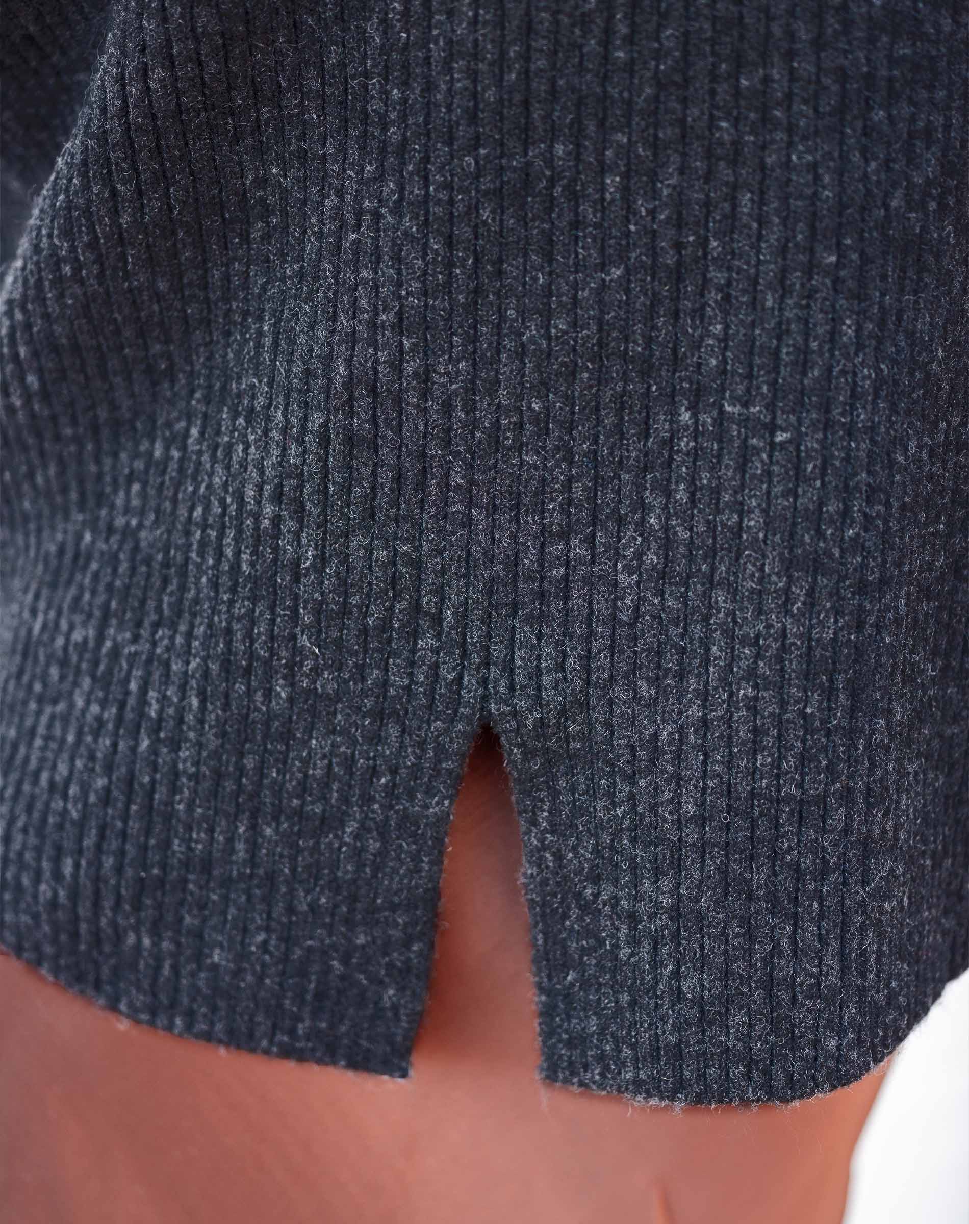 Fabric swatch showing the color and weave of knit fabric in graphite.