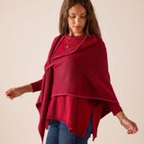 Wine pinkberry draped knit wrap scarf with a soft ribbed finish.