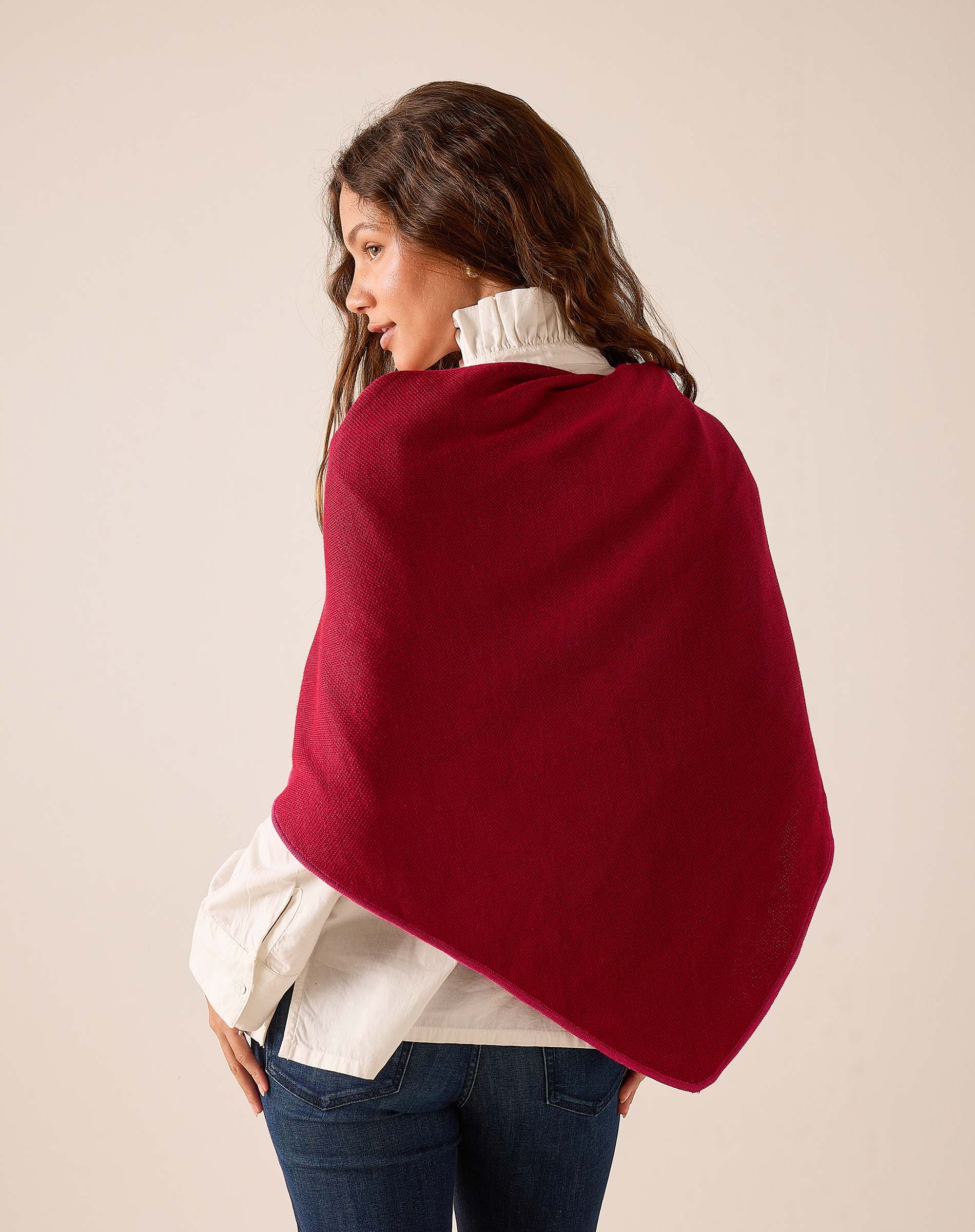 Wine pinkberry soft knit Monterey travel scarf.