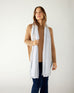 woman wearing mersea napa cashmere scarf in airy blue