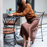 Cinder brown ribbed knit Noelle ribbon tie sweater