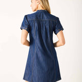 Women's Dark Blue Button Down Mini Dress