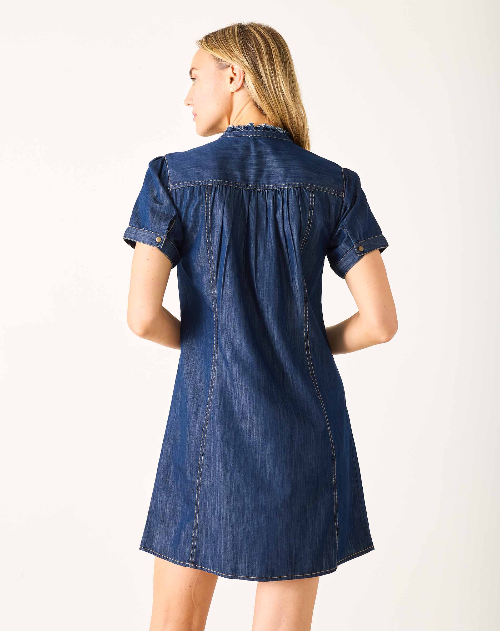 Women's Dark Blue Button Down Mini Dress