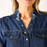 Women's Dark Blue Button Down Mini Dress