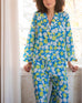 close up of woman wearing over the cotton moon pjs in pop impatiens