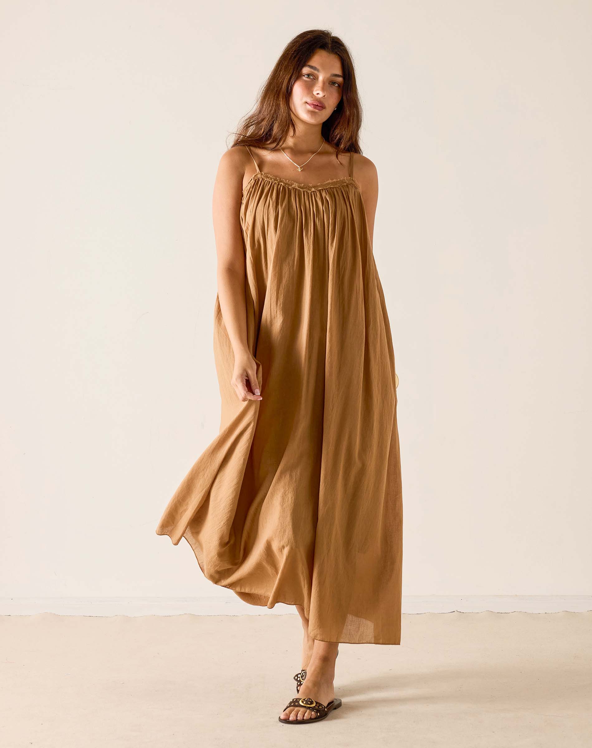 Mersea Women's Patio Silk Dress in Cafe
