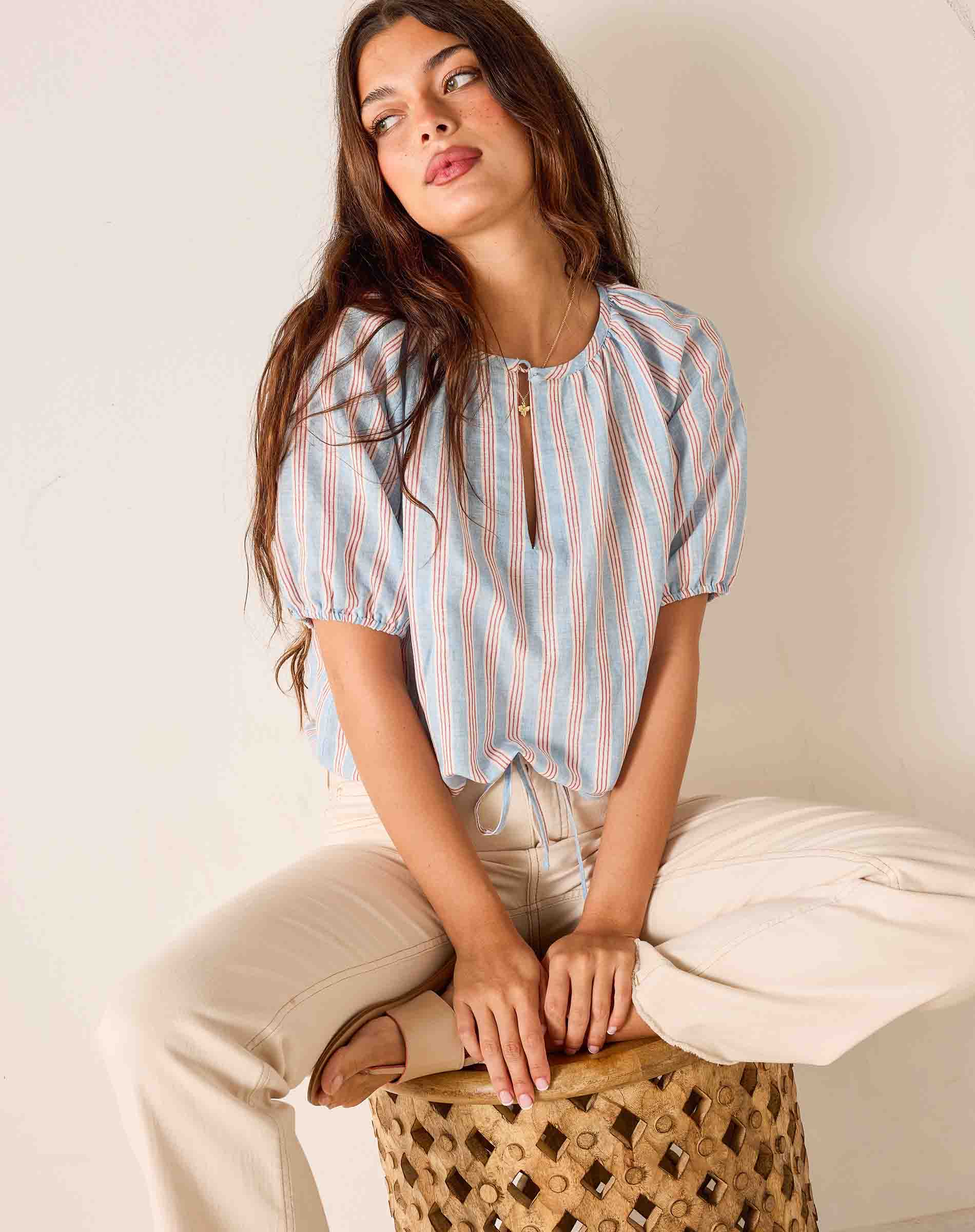 Prince Sleeve tops meer メーア ボーダー トップス 新品 ツイストスリーブボーダートップス | エニィ(ANY) | マルイウェブチャネル
