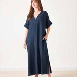 Women's Navy Maxi Kaftan Coverup Dress