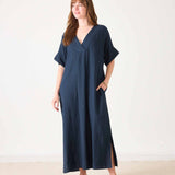 Women's Navy Maxi Kaftan Coverup Dress
