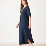 Women's Navy Maxi Kaftan Coverup Dress