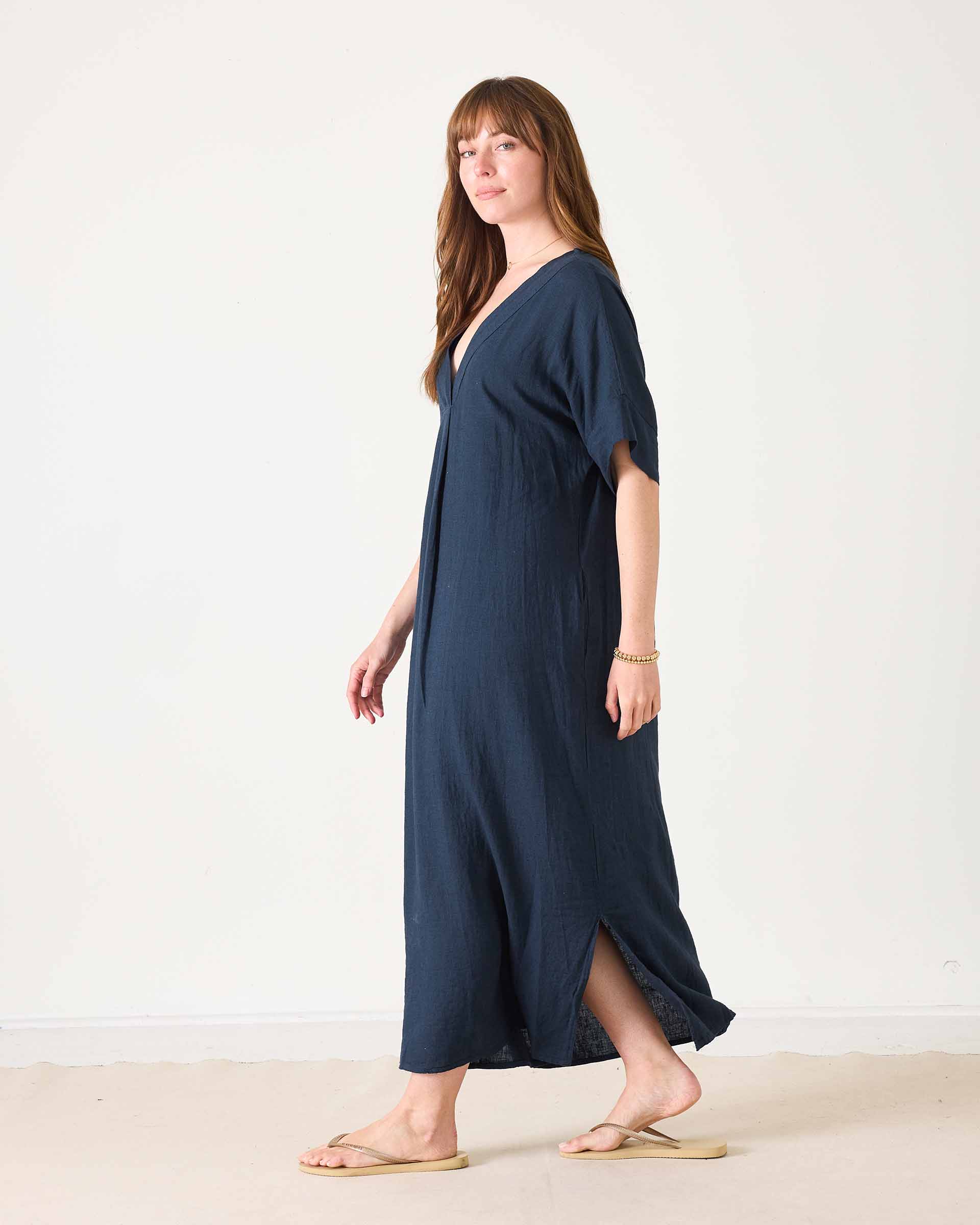 Women's Navy Maxi Kaftan Coverup Dress