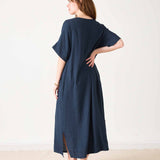 Women's Navy Maxi Kaftan Coverup Dress