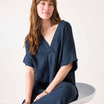 Women's Navy Maxi Kaftan Coverup Dress