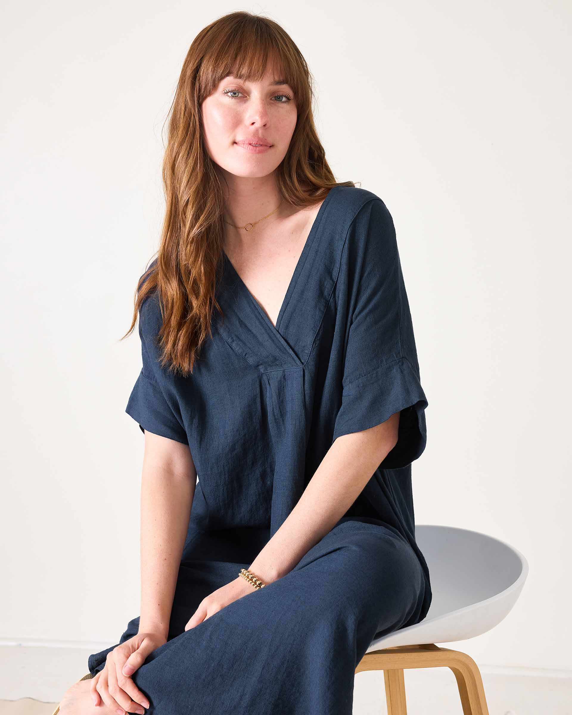 Women's Navy Maxi Kaftan Coverup Dress