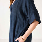 Women's Navy Maxi Kaftan Coverup Dress