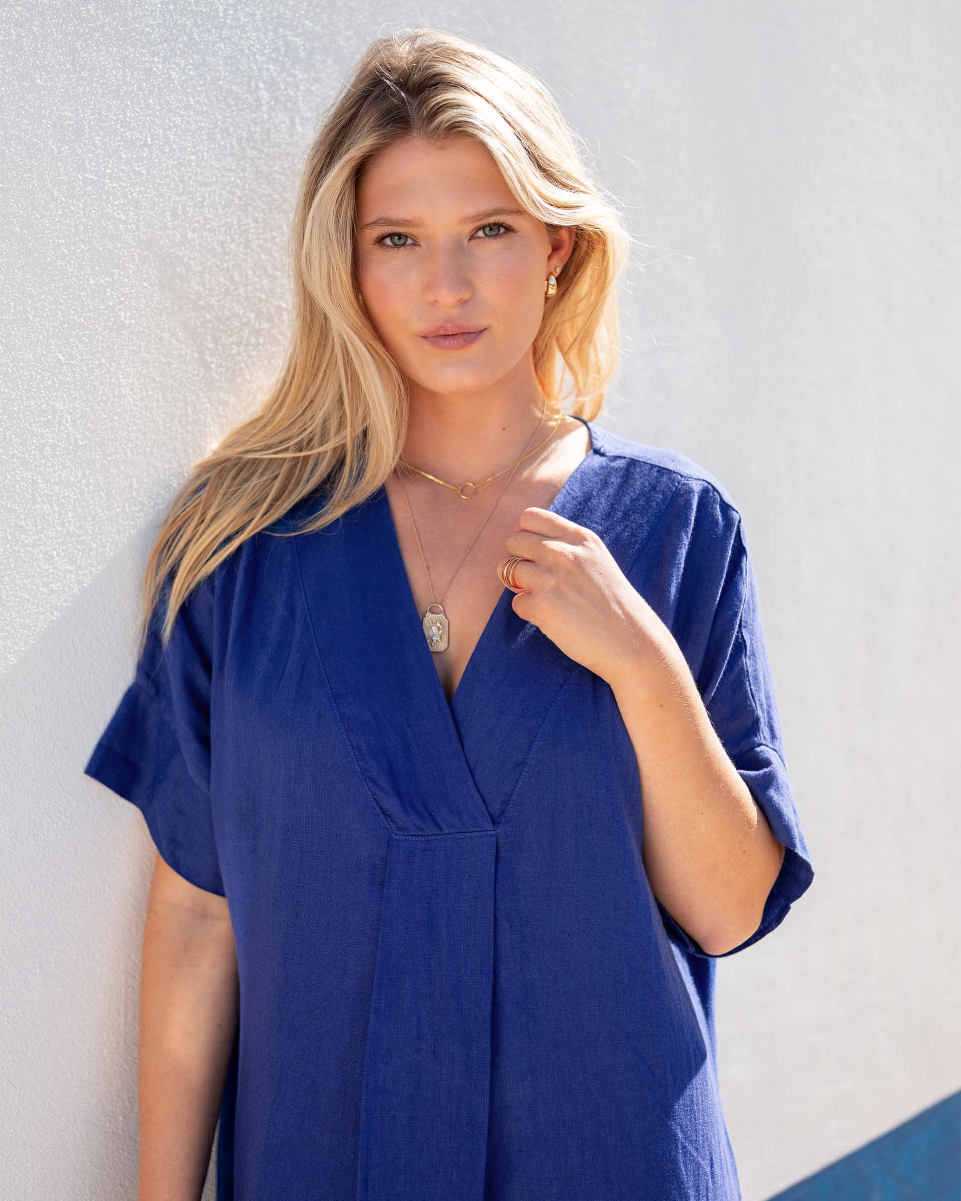 Women's Royal Blue Maxi Kaftan Coverup Dress