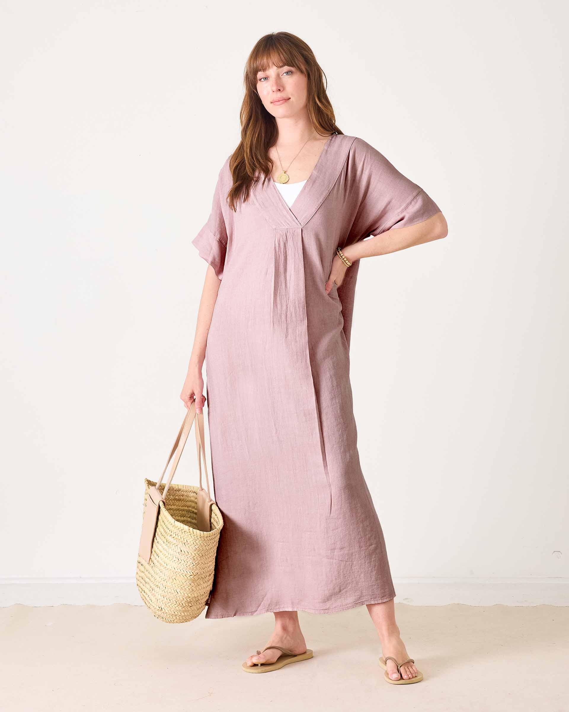 Women's Light Pink Maxi Kaftan Coverup Dress