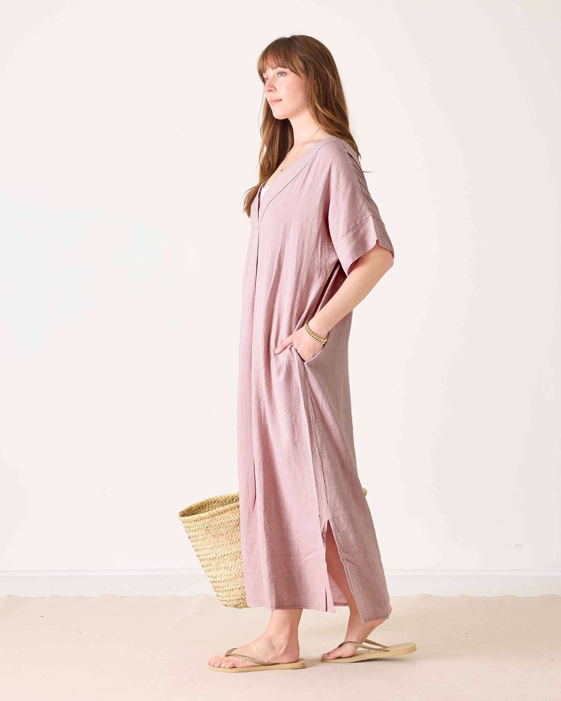 Women's Light Pink Maxi Kaftan Coverup Dress
