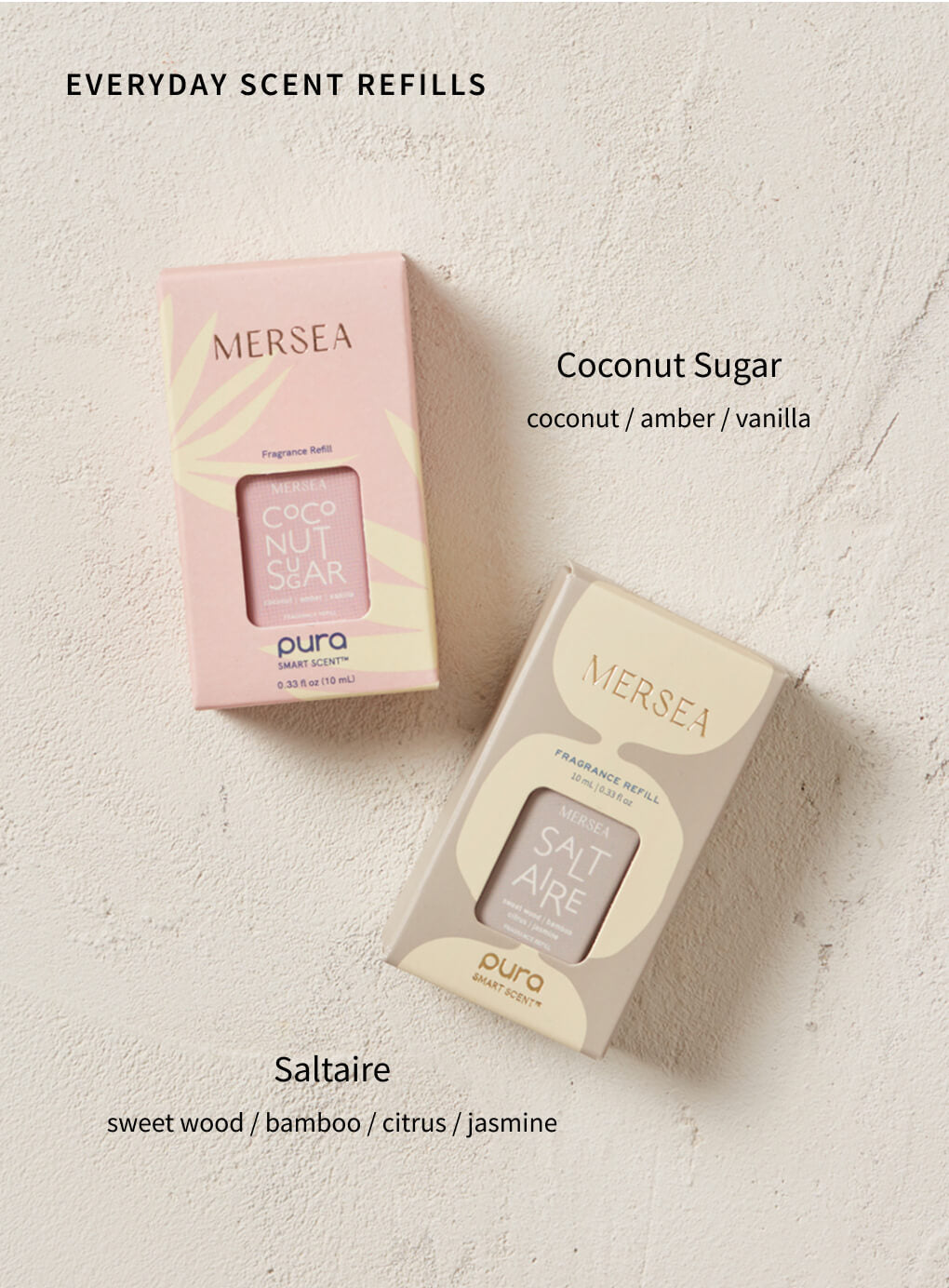 Everyday Scent Refills - Coconut Sugar - coconut , amber, vanilla - Saltaire - sweet wood, bamboo, citrus, jasmine