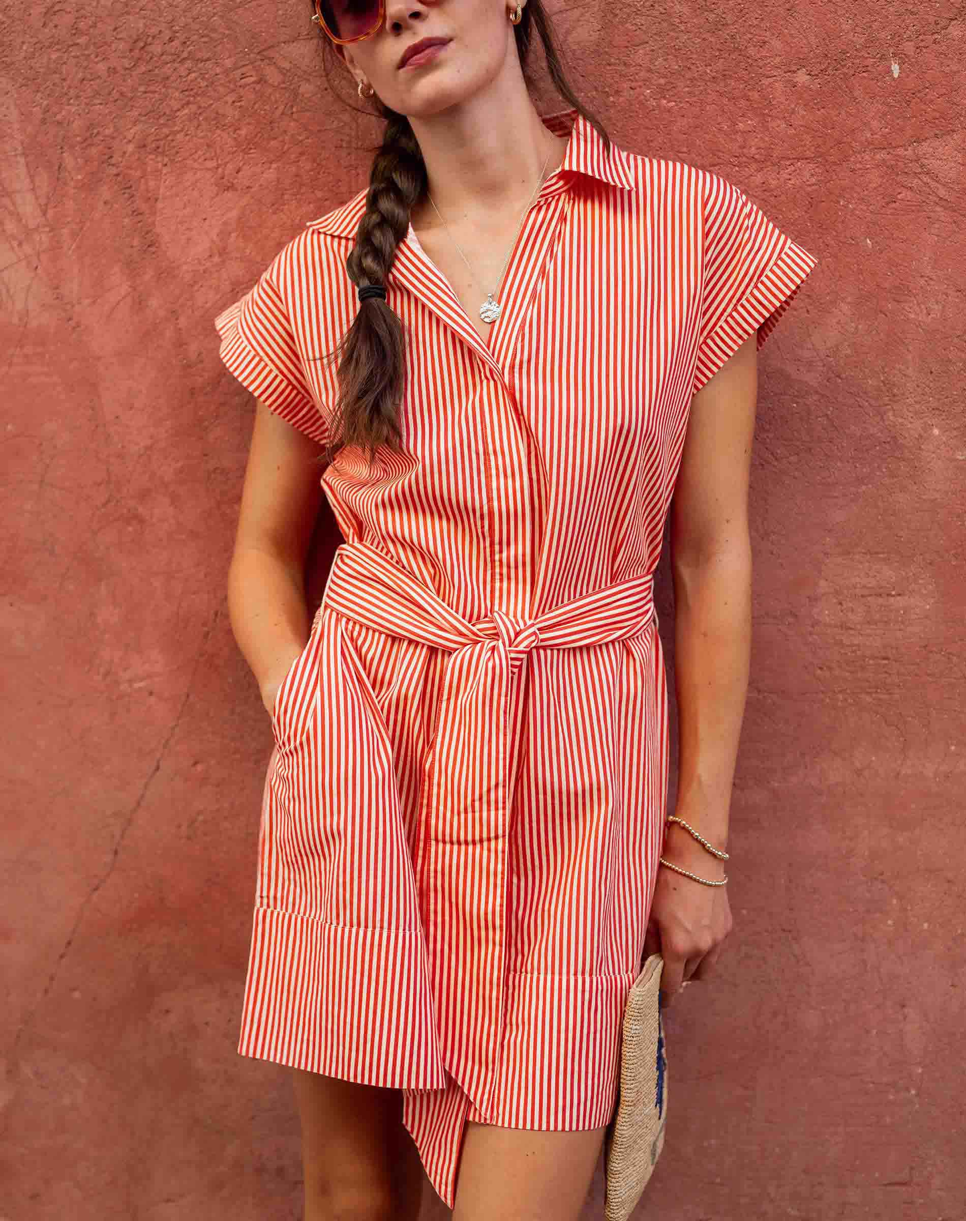 Sailor Button Down Shirt Dress