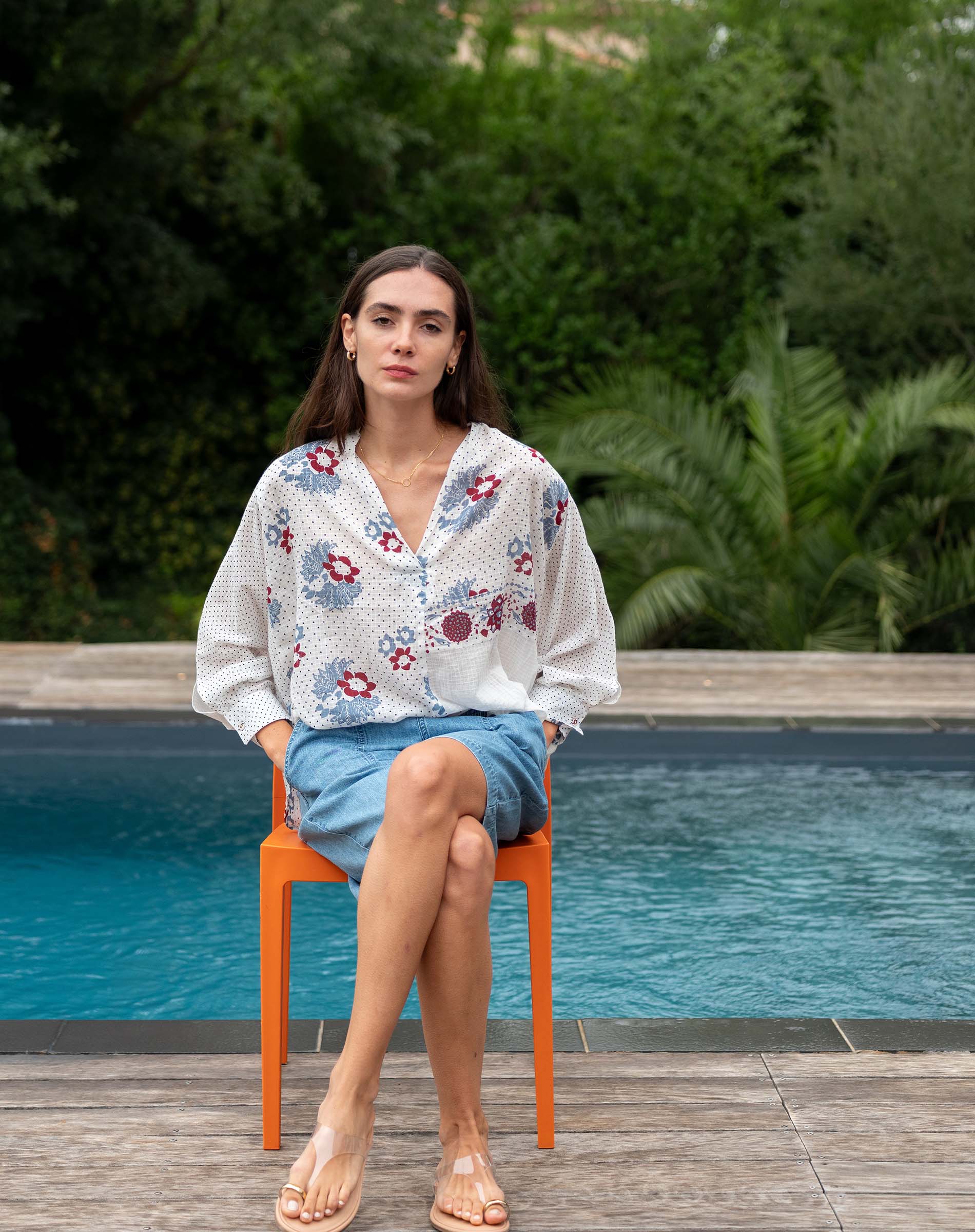 Sarah Top by Stella Forest X MERSEA | Long-Sleeve Patchwork Shirt