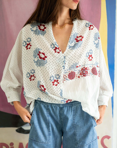Sarah Top by Stella Forest X MERSEA | Long-Sleeve Patchwork Shirt