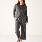 Satin Sailor Modal Pajama Set - Grey Eclipse